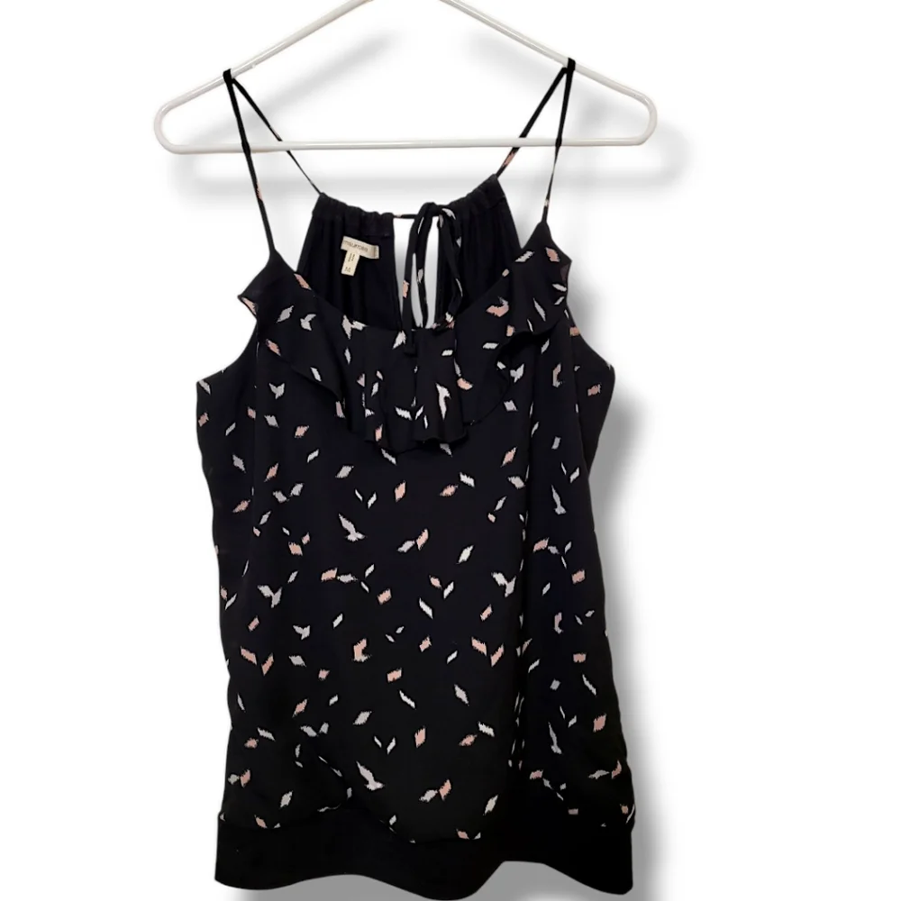 Maurices Knit Tank With Confetti Print Chiffon Front Ruffle - Picture 2 of 5